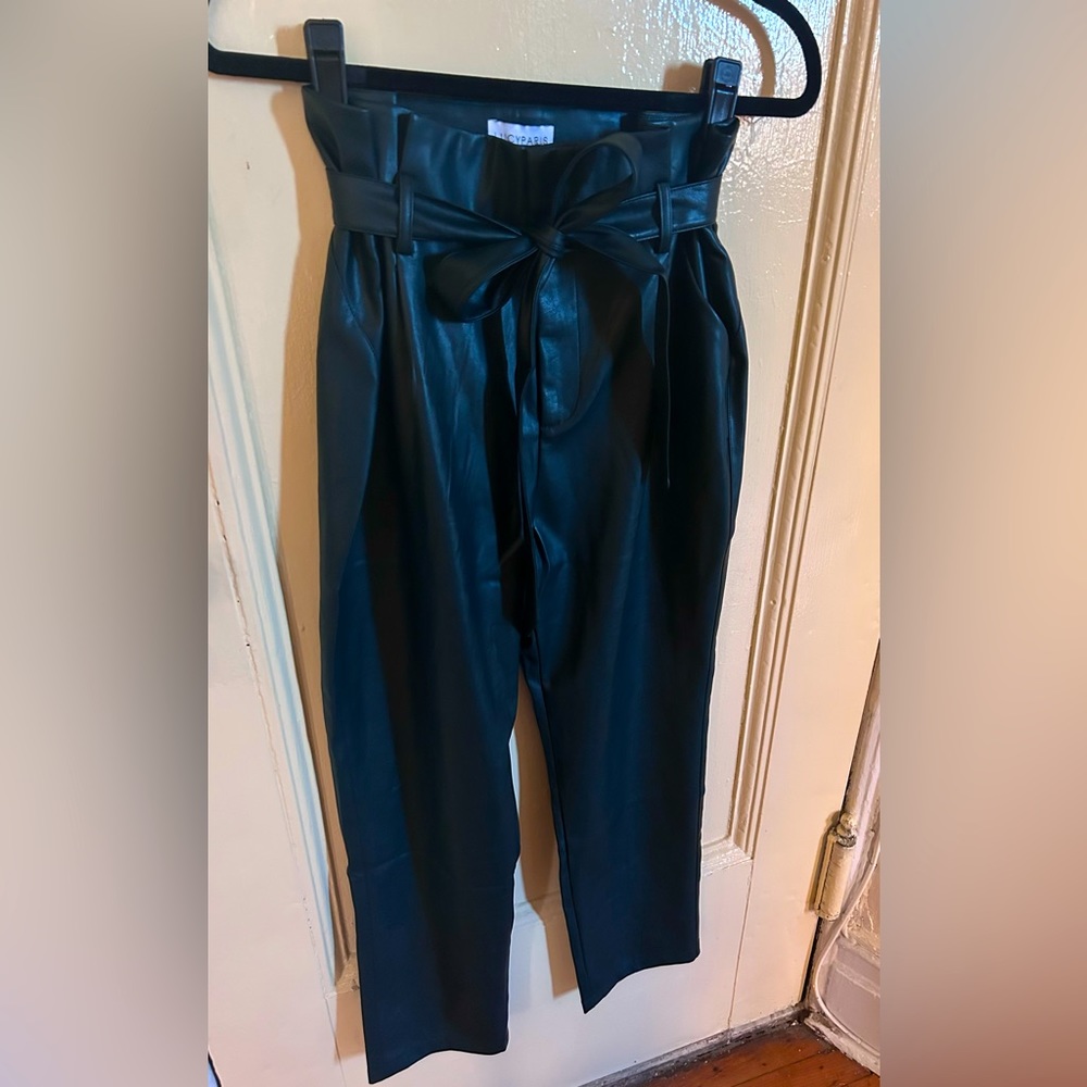 Dark Green Faux Leather Pants from Lucy Paris